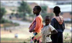 Children on hilltop in Zambia copper belt